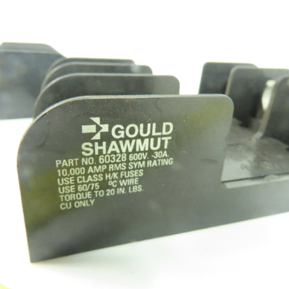 Gould Shawmut 60328 Fuse Holder Block 600V 30A 3-Pole Lot Of 2