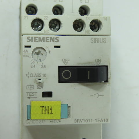Siemens 3RT1016-1AF01 Contactor Relay 110V Coil W/3RV1011-1EA10 Protector 2.8-4A