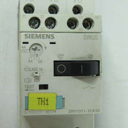 Siemens 3RT1016-1AF01 Contactor Relay 110V Coil W/3RV1011-1EA10 Protector 2.8-4A