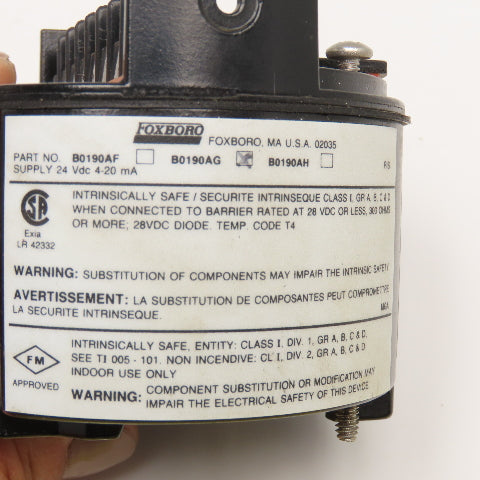 Foxboro 893RA-QFBN000 24VDC 50-150°F Temperature Transmitter