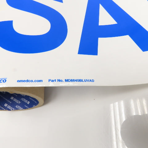 Brady 8" x 40" SAFETY STARTS WITH YOU Wht/Blue Self Adhesive Sign Lot/4