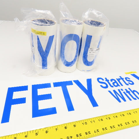 Brady 8" x 40" SAFETY STARTS WITH YOU Wht/Blue Self Adhesive Sign Lot/4