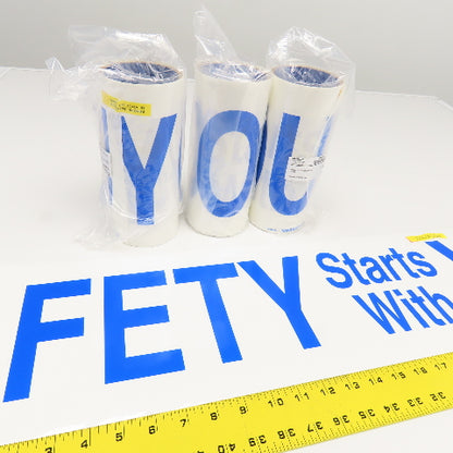 Brady 8" x 40" SAFETY STARTS WITH YOU Wht/Blue Self Adhesive Sign Lot/4