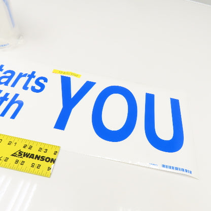 Brady 8" x 40" SAFETY STARTS WITH YOU Wht/Blue Self Adhesive Sign Lot/4