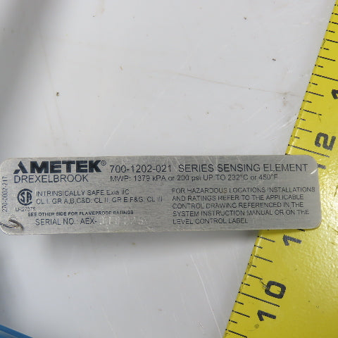 Ametek 700-1202-021 Level Control Sensing Element 1379 KPA 200PSI 36" Probe