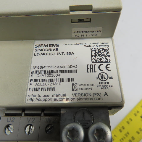 Siemens 6SN1118-0DJ21-0AA0 Simodrive Digital Control W/ 1P 6SN1123-1AA-0DA2