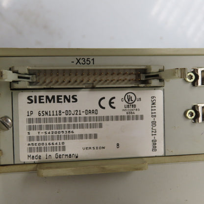 Siemens 6SN1123-1AA00-0DA1 Simodrive LT Module 80A W/ 6SN1118-0DJ21-0AA0 Card