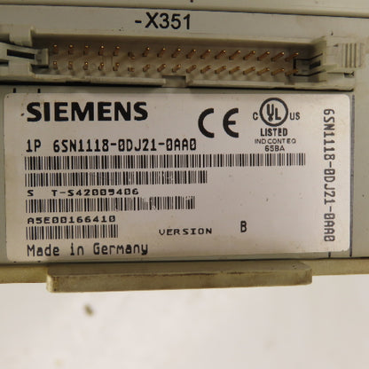 Siemens 6SN1123-1AA00-0CA1 Simodrive LT Module 50A W/ 6SN1118-0DJ21-0AA0 Card