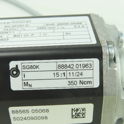 Dunkermotren BG 65X50 SI 24VDC 2950RPM 5.2A Servo Gear Motor 15:1 Ratio 350Ncm
