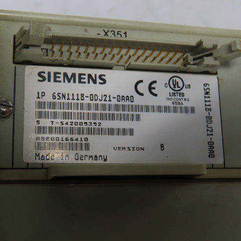 Siemens 1P 6SN1118-0DJ21-0AA0 Simodrive Digital Control W/ 6SN1123-1AA00-0DA2