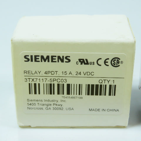 Siemens 3TX7117-5PC03 24VDC Plug-In Relay 4PDT 15A New