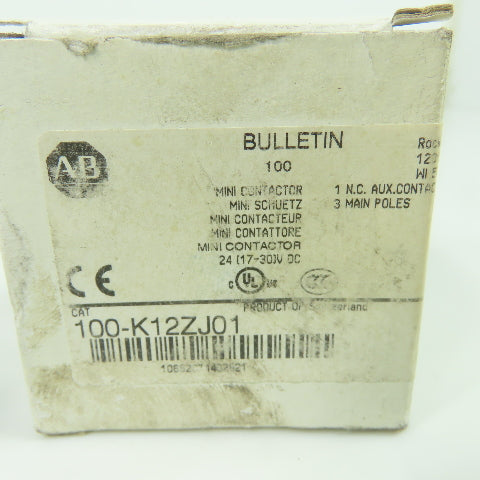 Allen Bradley 100-K12ZJ01 Ser A Mini Contactor 24VDC Coil NEW