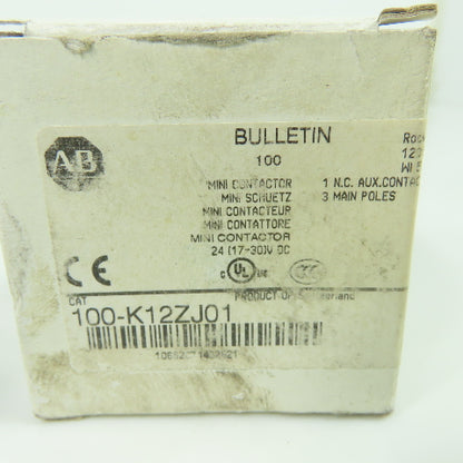 Allen Bradley 100-K12ZJ01 Ser A Mini Contactor 24VDC Coil NEW