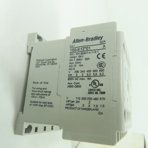 Allen Bradley 100-K12ZJ01 Ser A Mini Contactor 24VDC Coil NEW