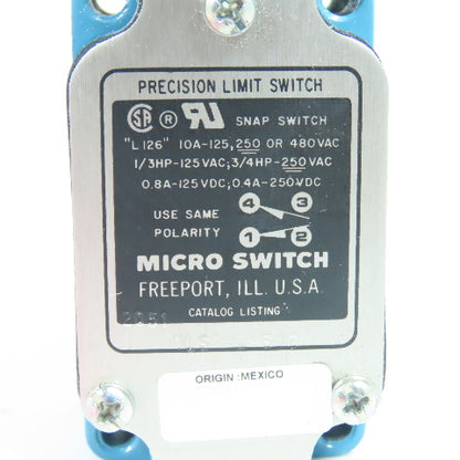 Honeywell 1LS1-L-SIG Snap Action Roller Head Limit Switch W/ LS-10722 NEW