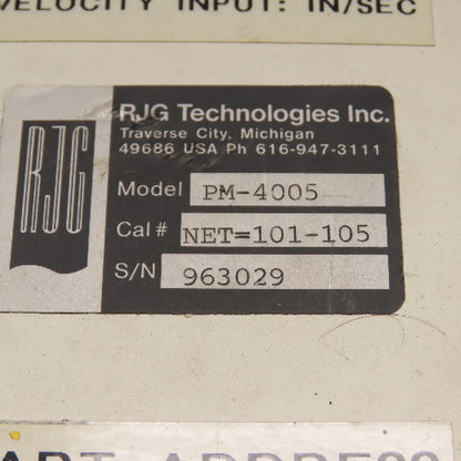 RJG PM-4005 4-Channel Injection Molding Monitoring System W/ Cables & Case