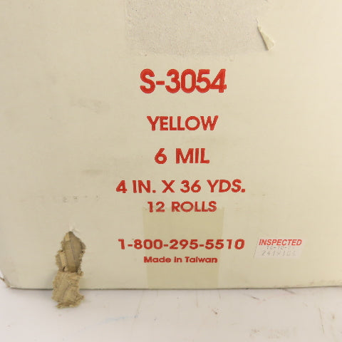 Uline S-3054 6 Mil Yellow & Green Floor Marking Tape 4", 3" x 36 Yds Lot Of 7