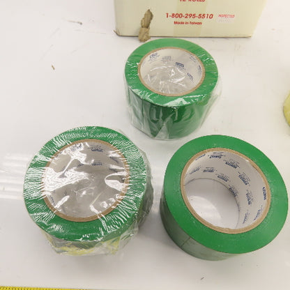 Uline S-3054 6 Mil Yellow & Green Floor Marking Tape 4", 3" x 36 Yds Lot Of 7