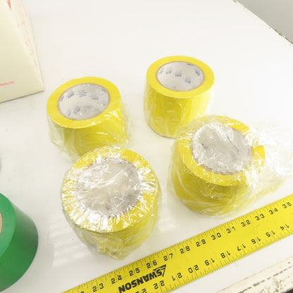 Uline S-3054 6 Mil Yellow & Green Floor Marking Tape 4", 3" x 36 Yds Lot Of 7