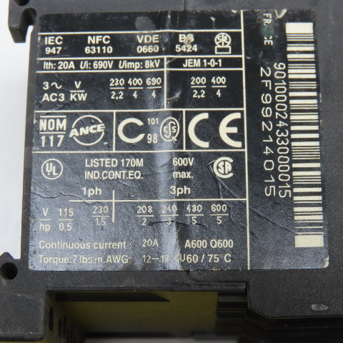 Schneider 1494V-FS100 Contactor Relay 600V 5Hp 3Ph 24V Coil Lot Of 2