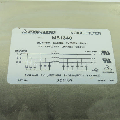 Nemic-Lambda MB1340 Noise Filter 500V 40A 50/60Hz TV2500V-1Min