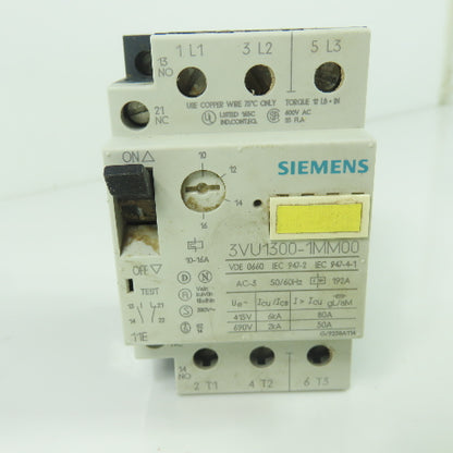 Siemens 3VU1300-1MM00 Motor Protector Circuit Breaker 10-16A 600VAC Lot Of 2