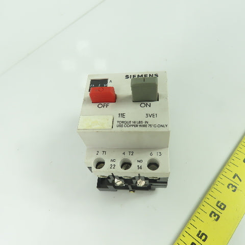 Siemens 3VE1015-2HU00 Motor Starter Protector 1.6-2.5A 600VAC