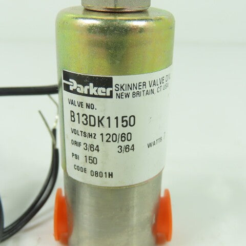 Parker B13DK1150 Skinner Solenoid Valve 150PSI 3/64ORIF 120V 1/8"