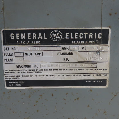 General Electric DFPG362 Flex-A-Plug 60A 3-Pole Fusible Bus Plug Switch W/DE1P32