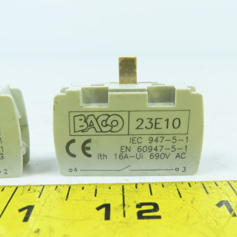 Baco 23E10 Normally Open Contact Block Lot Of 2