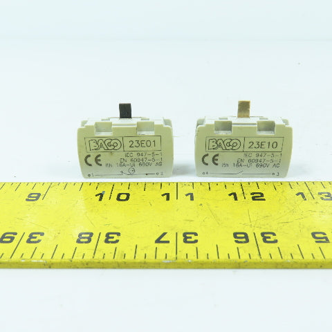 Baco 23E10 Normally Open Contact Block Lot Of 2