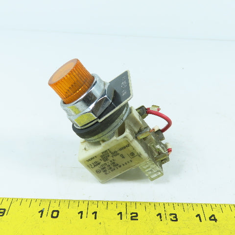 Square D 9001 KM1 Illuminated Amber Momentary Contact Push Button 120VAC GE755