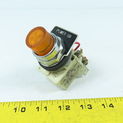 Square D 9001 KM1 Illuminated Amber Momentary Contact Push Button 120VAC GE755