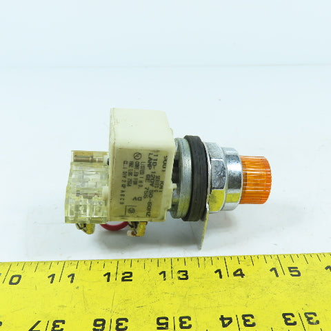 Square D 9001 KM1 Illuminated Amber Momentary Contact Push Button 120VAC GE755