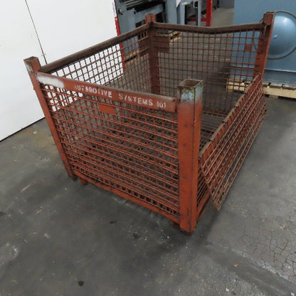 54" x 50" x 40" T Stackable Steel Wire Drop Down Access Rigid Storage Basket