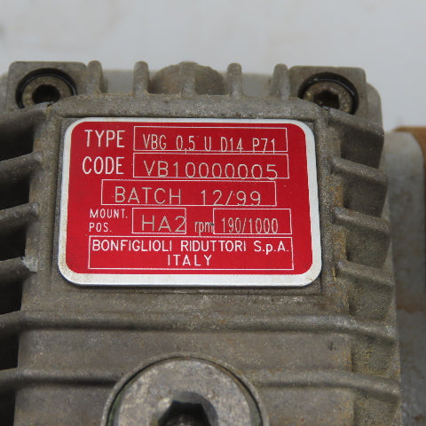 Bonfiglioli C102PP71 13.4 Ratio Variable Speed Inline Gear Motor 0.26kW 3PH