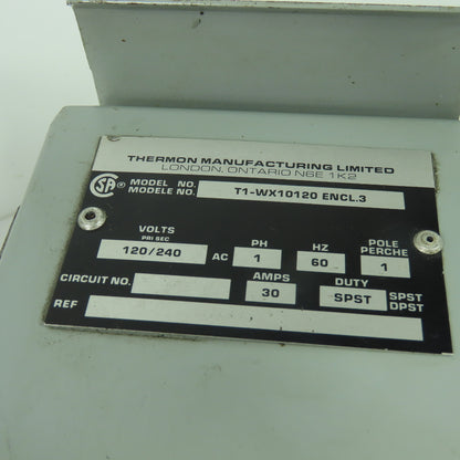 Thermon Manufacturing T1-WX10120 120/240V Timer Module Enclosure 1Ph 60Hz
