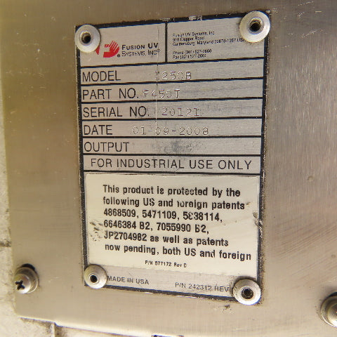 Fusion I20B Vertical Irradiator W/K250 F450T Blower 200/240VAC