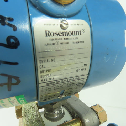 Rosemount 1151GP6E22B2 Pressure Transmitter 45VDC 100PSIG 4-20mA