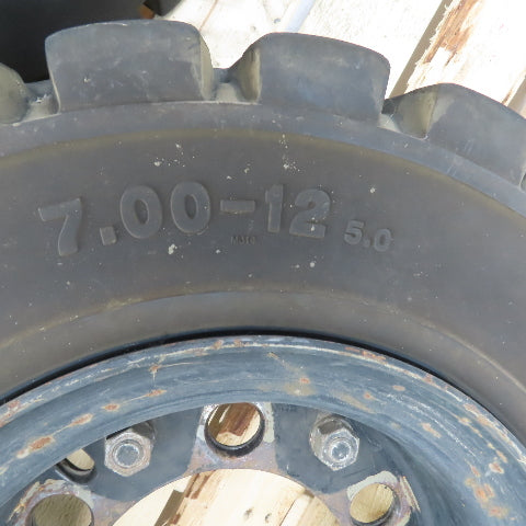 GS-Solid CL403S 7.00-12 / 5.0 Solid Cushion Forklift Tire W/ 5.00S-12 Rim 6-Lug
