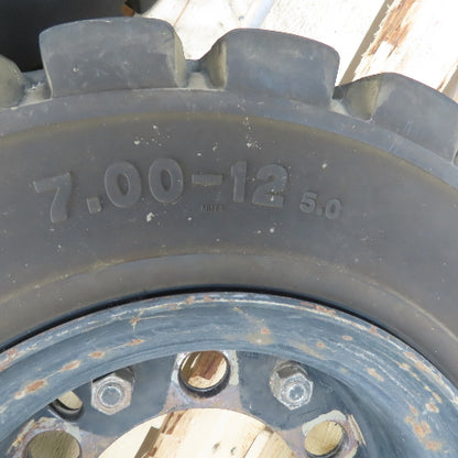 GS-Solid CL403S 7.00-12 / 5.0 Solid Cushion Forklift Tire W/ 5.00S-12 Rim 6-Lug