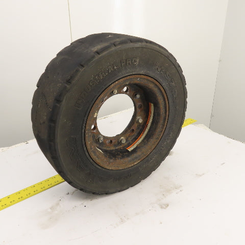 Maxam MS701 6.50-10/ 5.00F Solid Cushion Forklift Tire W/ 6-Lug Rim