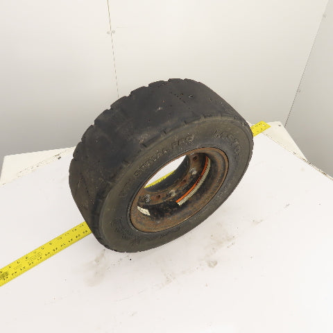 Maxam MS701 6.50-10/ 5.00F Solid Cushion Forklift Tire W/ 6-Lug Rim