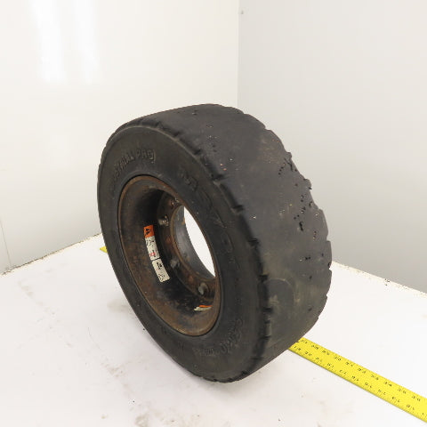 Maxam MS701 6.50-10/ 5.00F Solid Cushion Forklift Tire W/ 6-Lug Rim