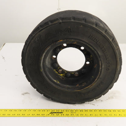 Maxam MS701 6.50-10/ 5.00F Solid Cushion Forklift Tire W/ 6-Lug Rim