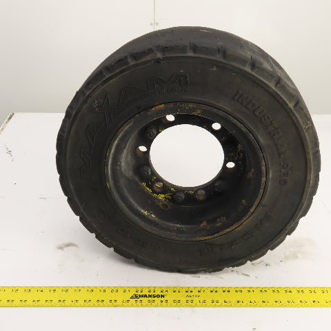 Maxam MS701 6.50-10/ 5.00F Solid Cushion Forklift Tire W/ 6-Lug Rim