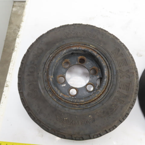 Nexen SolidPro 6.00-9 /4.00E Solid Cushion Forklift Tire W/ 6-Lug Rim Set/2
