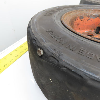Nexen SolidPro 6.00-9 /4.00E Solid Cushion Forklift Tire W/ 6-Lug Rim Set/2