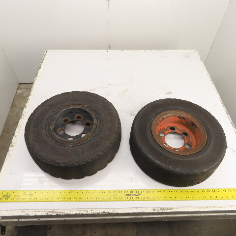 Nexen SolidPro 6.00-9 /4.00E Solid Cushion Forklift Tire W/ 6-Lug Rim Set/2