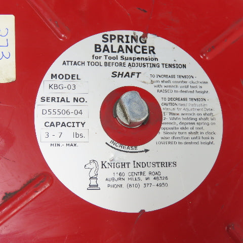 Knight Industries KBG-03 Retractable Tool Spring Balancer 3-7LBS Capacity